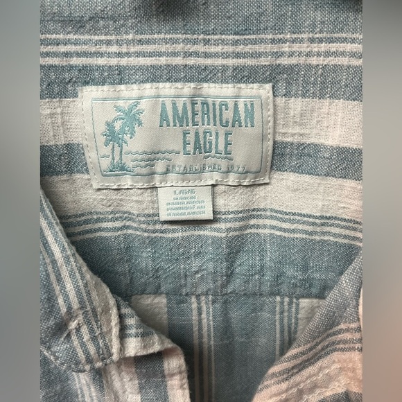 American Eagle Men's Shirt Size
L Short Sleeve Button Linen. - Picture 3 of 4